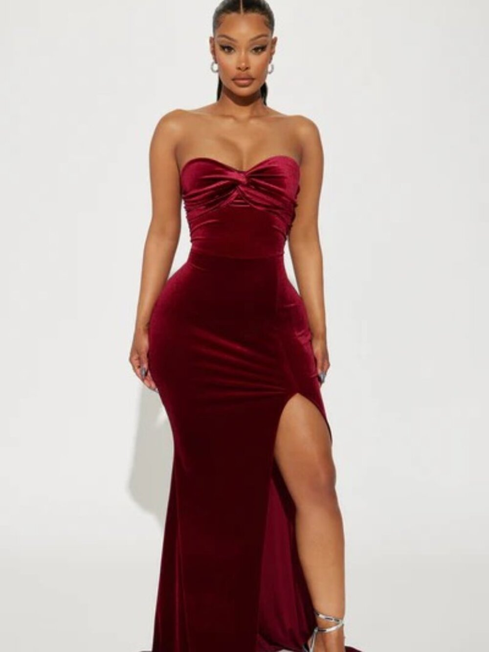 Mildred Velvet Maxi Dress - Burgundy